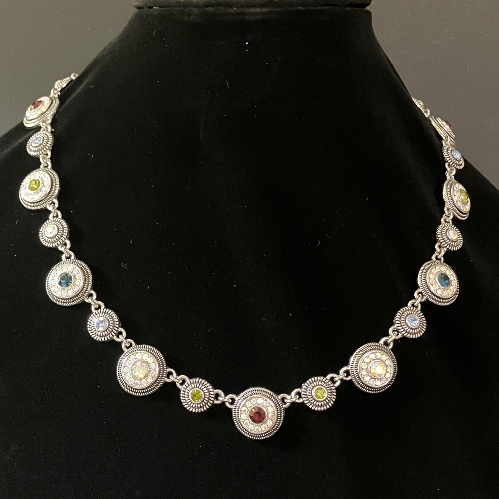Lia Sophia “Colorama” Silver and Crystal Necklace—Authentic Vintage Piece